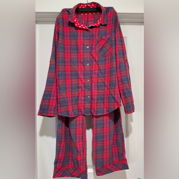 Victoria's Secret Other - Victoria's Secret Women’s Plaid Pajama Set‎ with Polka Dot Trim Size L